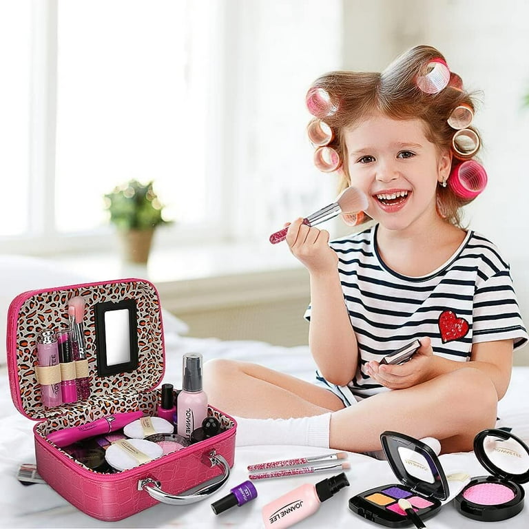 21 Pcs Kids Makeup Kit Girls Play Pretend Makeup Toy Set with Cosmetic Bag for Kids Play Game Halloween Xmas Birthday Party Age 3 Year Olds