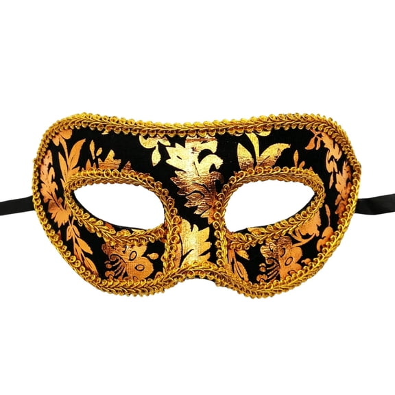 Masquerade Mask Black and Gold Fabric Masquerade Mask for Men Masquerade Eye Mask with Ribbon for Party Masquerade Ball Events
