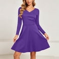 thumbnail image 7 of Lenpel Long Sleeve Dresses for Women Wrap V Neck High Waist Knee Length Dresses Casual Loose a Line Clothes, 7 of 7