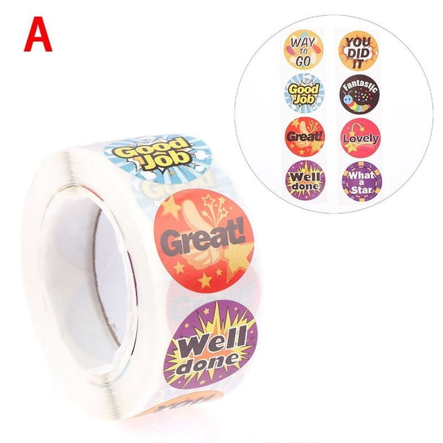 OUSITAID 500 Pcs Autocollant de Récompense « Good Job » 8 Modèles Mots de Dessin Animé Autocollant Bon pour Enfants