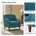 thumbnail image 4 of Wooden Upholstery Armchair Lounge Sofa Club Accent Chair Nailhead Trim Side Chair Living Room Bedroom Blue, 4 of 6