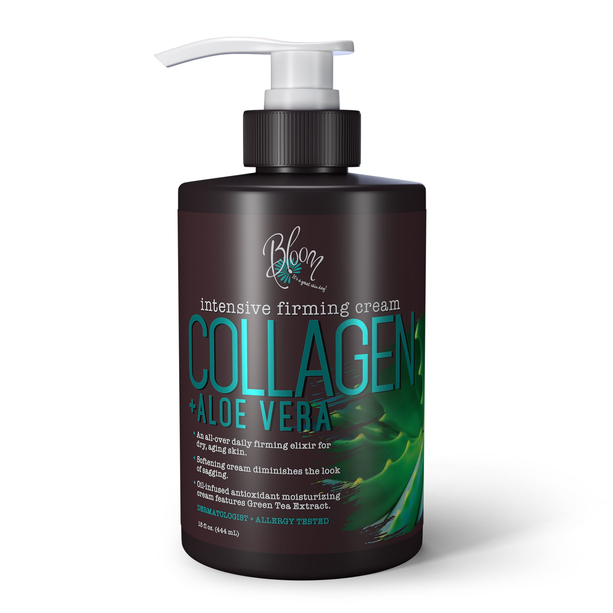 Bloom Collagen + Aloe Vera Intensive Firming Cream. Moisturizing Cream for Sagging in Body, Face, Hands. 15 fl oz