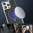 thumbnail image 2 of Allytechgroup iPhone 16 Case, [Compatible with Magsafe] Shockproof Anti-Scratch Ring Holder Kickstand Retro PU Leather Phone Case Cover for Apple iPhone 16, Black, 2 of 6