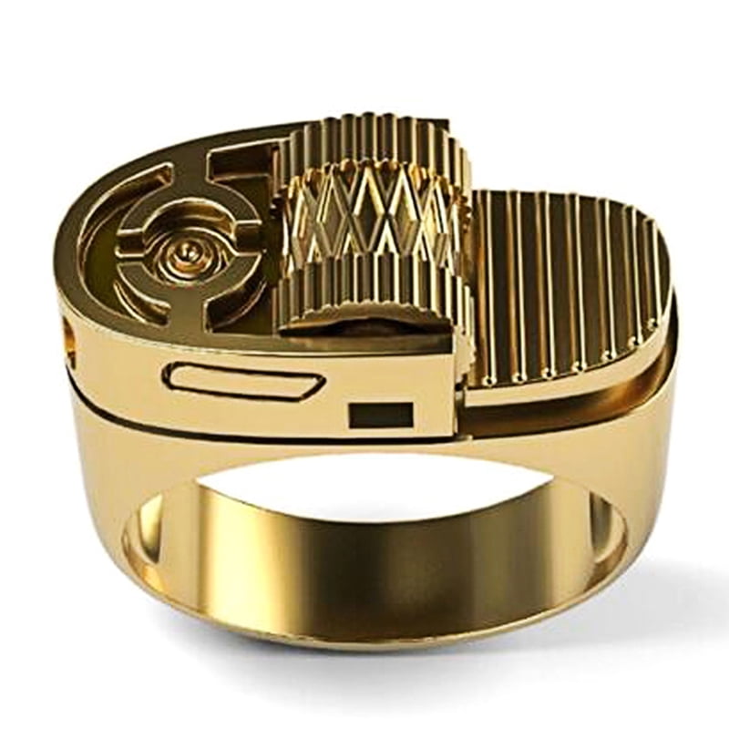 Men's Fashion Gold Lighter Ring Gift Wedding  Jewelry Rings Punk Hip Hop Par XZ 