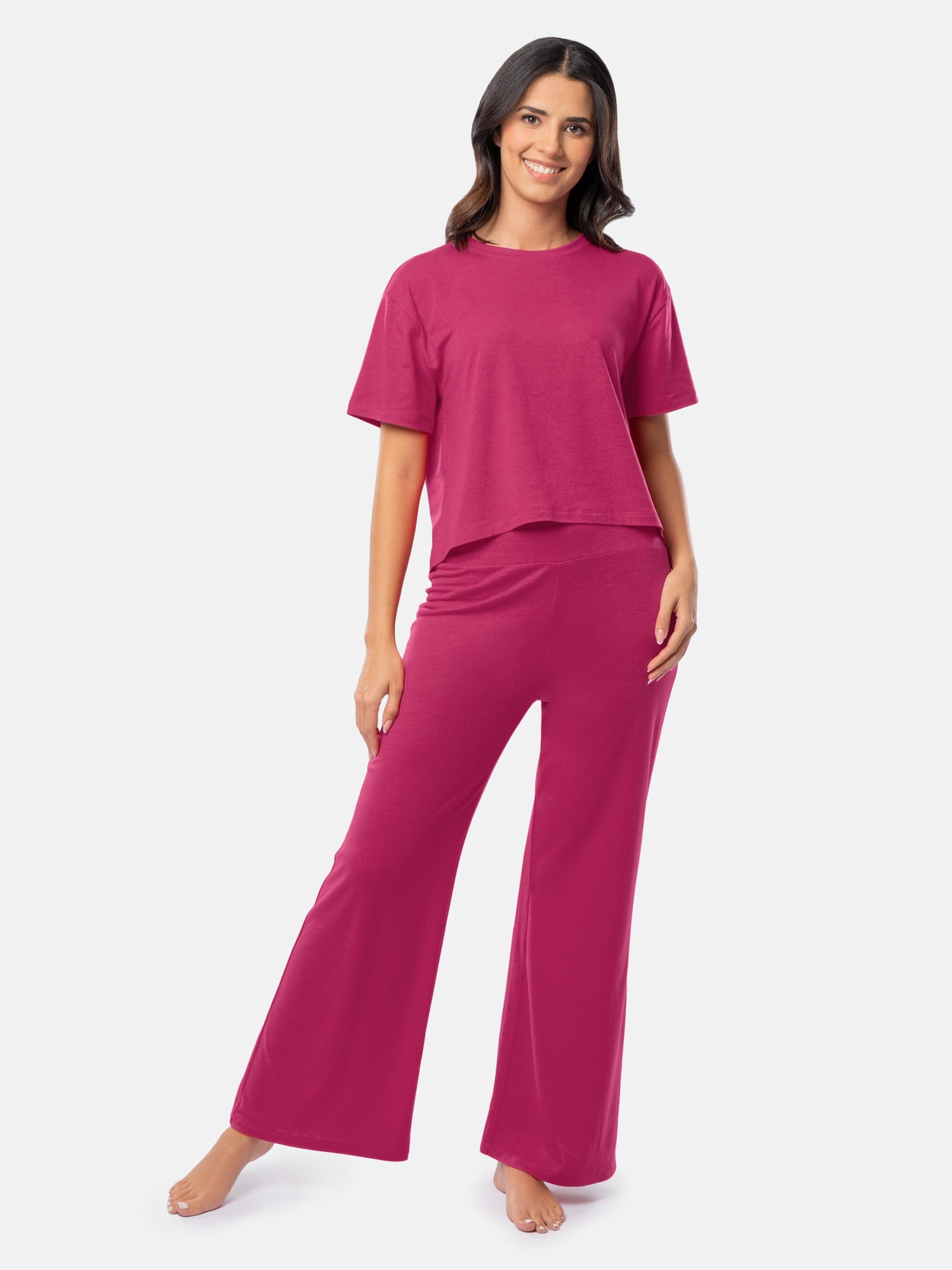 Fruit of the Loom Women's Breathable Short Sleeve Top and Pant Pajama Set, Sizes S-4X