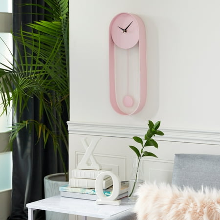 CosmoLiving by Cosmopolitan 20 x 7 In. Pink Metal Modern Wall Clock