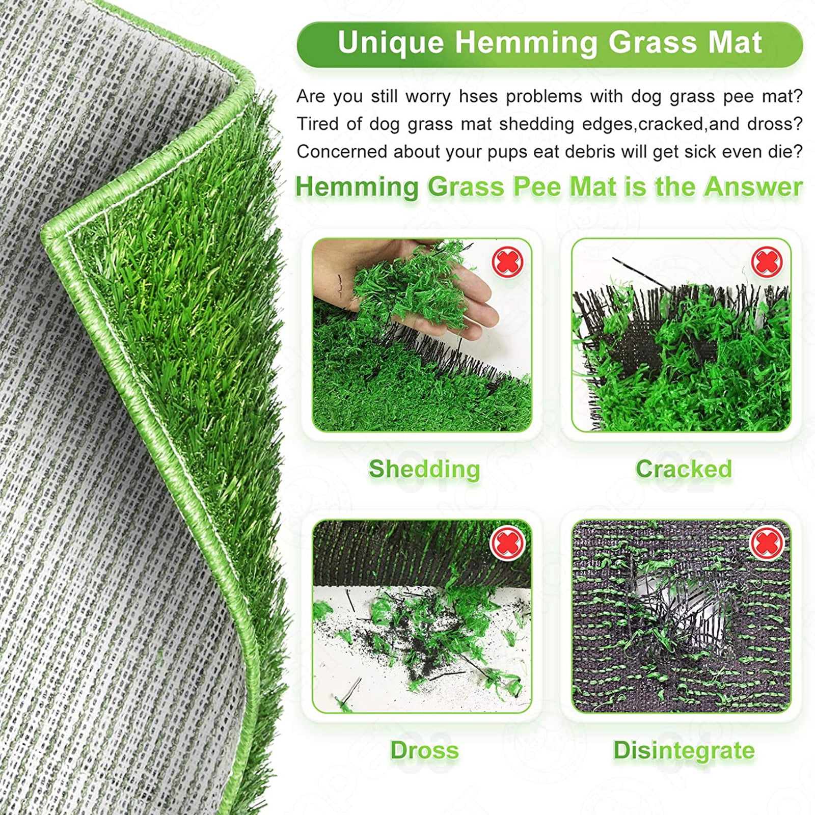 Hompet Dog Potty with Tray Large 30''x20'', Artificial Grass Patch for Indoor and Outdoor Use, Puppy Turf Grass Pad Reusable Training Pads with Pee Baffle, Ideal for Medium and Small Dogs