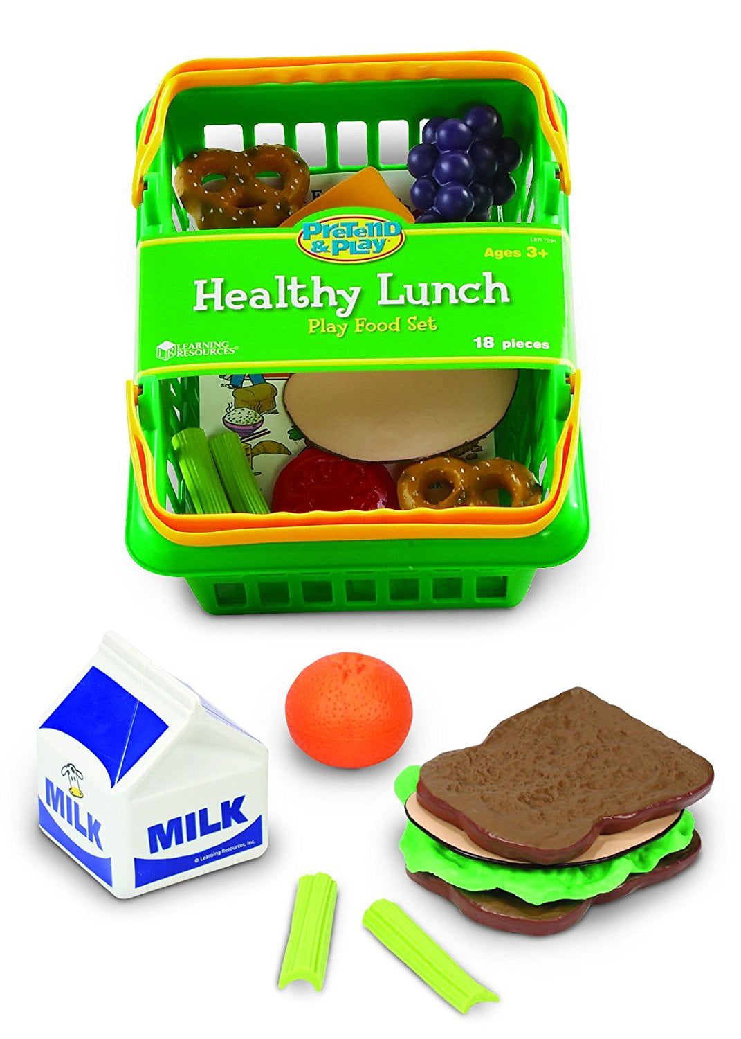 Learning Resources Pretend and Play Healthy Lunch Play Food Basket Set