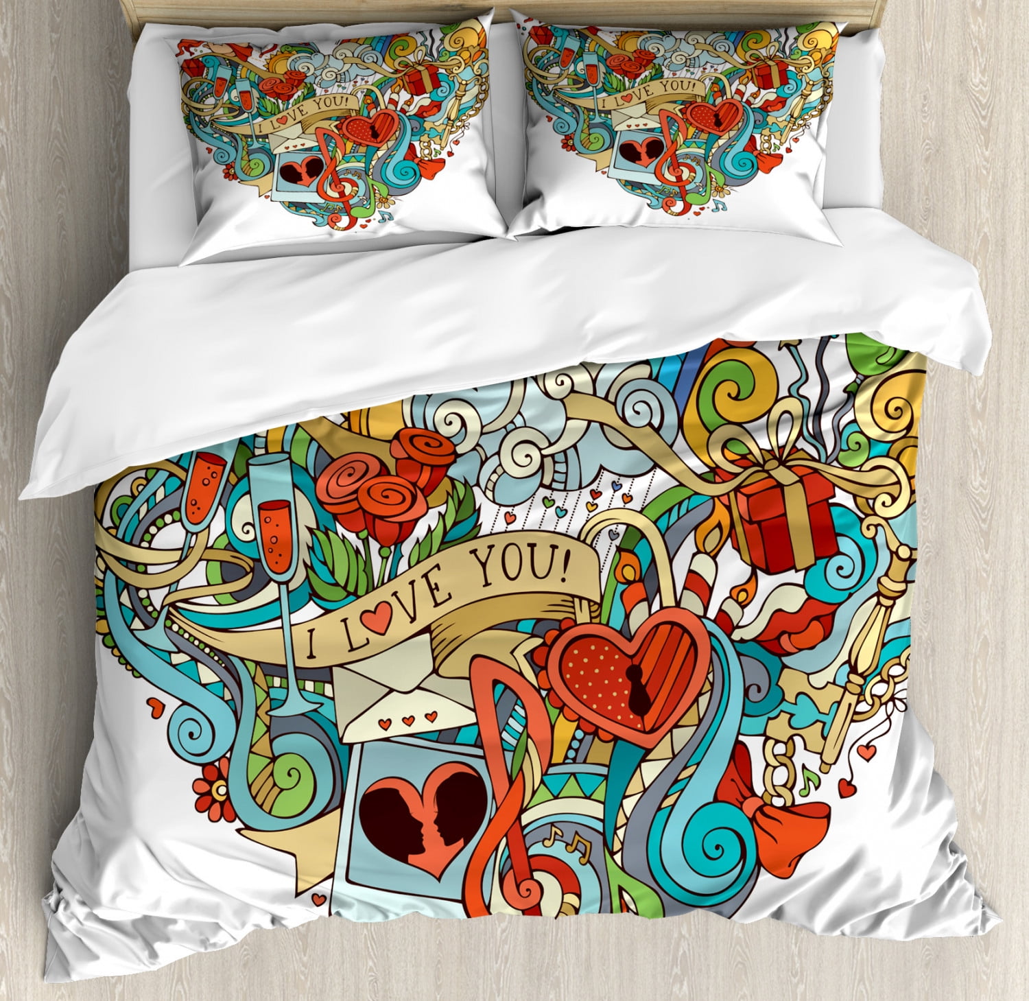 I Love You Duvet Cover Set Love With Eros Arrow Music Present