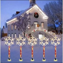 5 pcs Solar Lights Outdoor Christmas Decorations Courtyard Ground Mounted Lawn Lights,Light up Snowflake Star Christmas Outdoor Yard Decor for Garden/Lawn/Tree/Pathway/Patio The Holiday