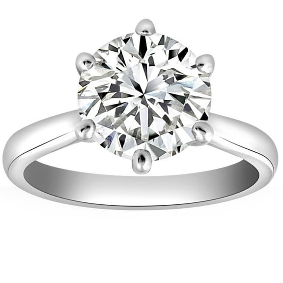 Pompeii VS 2 1/2CT Lab Grown Diamond 6-Prong Solitaire Engagement Ring 14k White Gold