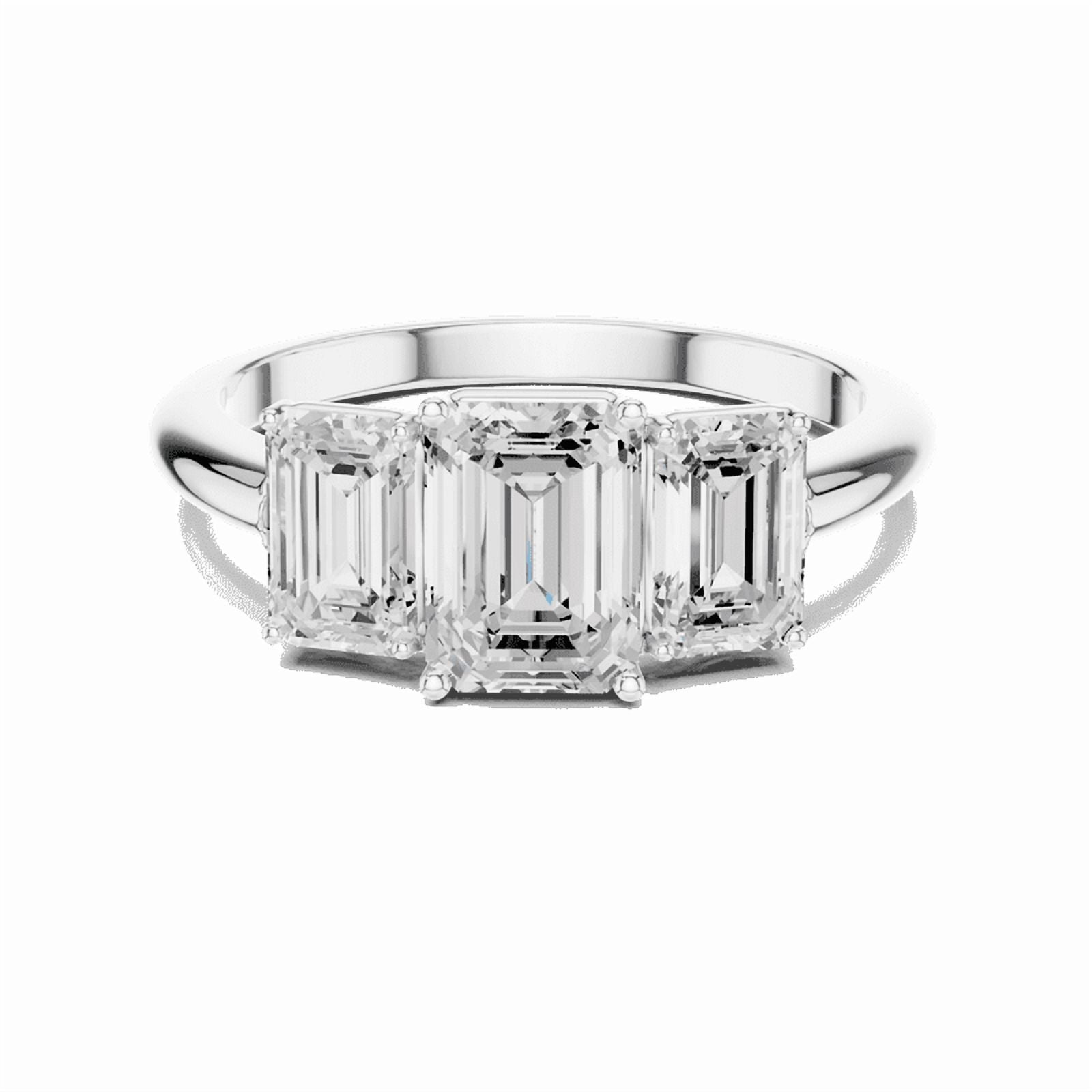 Zuwelria 1.86 Carat Beautiful Emerald Cut | D/VVS1 Moissanite Diamond Engagement Ring - 3 Stone Bridal Ring - Promise Ring | 18K White Gold Over Sterling Silver | D/VVS1 Size 5