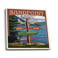 thumbnail image 1 of Sandpoint, Idaho, Destinations Sign (Absorbent Ceramic Coasters Set of 4 Matching Images, Cork Back, Kitchen Table Decor), 1 of 3