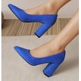 thumbnail image 3 of Elecsop Chunky Heels for Women, Elegantes Dressy Block Pointed Closed Toe High Heels, Sexy Comfortable Suede Women's Pumps for Prom Party Work Holiday (Blue), 3 of 7