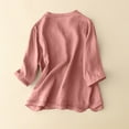 thumbnail image 6 of Womens Tops 2025 Plus Size Cotton and Linen Casual Round-Neck Loose T-Shirt Blouse Tops, 6 of 8