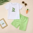 thumbnail image 2 of Baby Girl Outfits Kids Toddler Summer Easter Cartoon Bunny Carrot Embroidered T Shirt and Checkered Shorts 2 Piece Set Toddler Boy Outfits White 6 Months-12 Months, 2 of 4