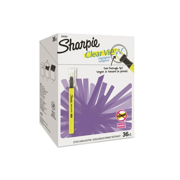 Sharpie Clear View Highlighter Stick, Chisel Tip, Assorted Fluorescent