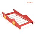 thumbnail image 3 of Twin Size Race Car-Shaped Floor Bed for Kids and Toddlers, Solid Wood Montessori Bed Frame with Safety Rails and Wheels, Modern Low Bed with Sturdy Slats Support for Boys and Girls, Red, 3 of 7
