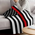 thumbnail image 3 of Red American Flag Blanket Soft Cozy Warm Twin Blanket for Bed, Plush Fuzzy Flannel Fleece Blankets for Sofa, Black White Striped US Flag Stars Throw Blankets for Couch, Gifts for Men, 60"x80", 3 of 9