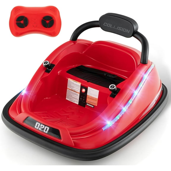 OLAKIDS Bumper Car for Toddlers, 12V Kids Electric Ride on Toy with Remote Control, Battery Powered Vehicle Racer for Baby, 360 Degree Spin Rotation, Colorful Flashing LED Lights, Music