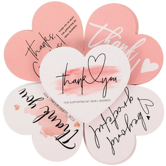 Masteelf Thank You Heart Tags Decorative Cards for Wedding Baby Shower Small Business Coated Paper Assorted Color