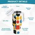 thumbnail image 2 of Yayeee 40oz Double-Wall Insulated Stainless Steel Tumbler with Handle Bottle, Blue Geometric, 2 of 8