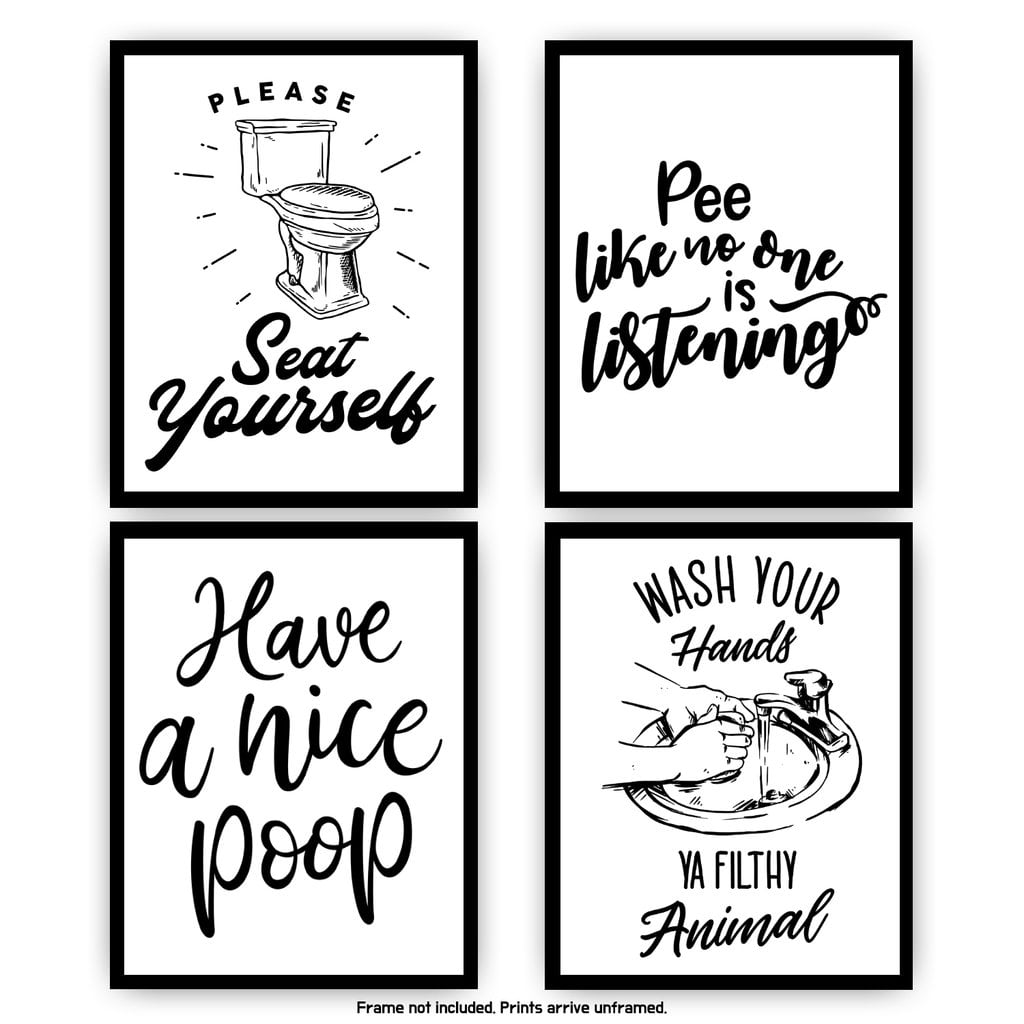 Bathroom Signs, Bathroom Typography Wall Decor Prints, Funny Bathroom