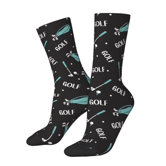 Honeii Golf Bags And Balls Print Adult Socks,Crew Socks,Casual Calf Socks,Daily Wear Socks for Men & Women, Perfect for Sports, Casual and Everyday Use