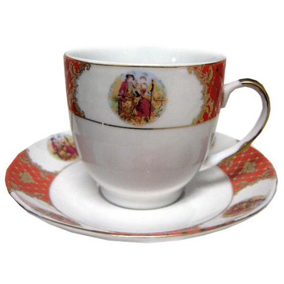 Coffee Cups and Saucers, Large, 12pc, (style CF220A)