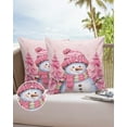 thumbnail image 6 of Pack of 2 Outdoor Pillow Covers, Pink Snowman Christmas Tree Winter Snowflake Waterproof Square Throw Pillowcase Cushion Decorative Pillow Covers for Couch Patio Tent, 18x18 in, 6 of 6