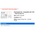 thumbnail image 2 of Head Gasket Set - Compatible with 1965 - 1969 Porsche 912 1966 1967 1968, 2 of 2