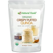 Z Natural Foods Organic Crispy Puffed Quinoa, Healthy Snacks for Adults and Kids, Gluten Free Snacks, Vegan Superfoods, Non-GMO, Kosher, 1 lb