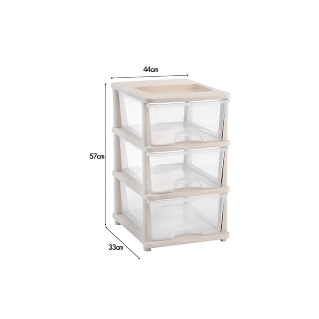 Home Drawer Storage Cabinet Multi Layer Adjustable Home Organizer for Bedroom Kitchen Bathroom(Beige Transparent 3 Layer)