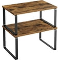thumbnail image 1 of SONGMICS Cabinet Organizer Shelf, Set of 2 Kitchen Counter Shelves, Kitchen Storage, Spice Rack, Stackable, Expandable, Metal and Engineered Wood, Ink Black and Rustic Brown UKCS020X01, 1 of 7