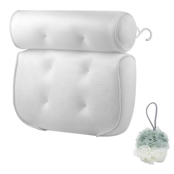 Okwish Bathtub Pillow For All Bathtubs White Air Mesh Shoulder And Neck