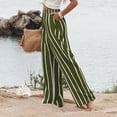 thumbnail image 4 of Jamsmile Women Pants Buttons Summer Stripe Print Casual Beach Pants Trousers High Waisted Wide Leg Pants With Pockets, 4 of 9