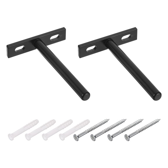 Uxcell 2Pcs 4 inch Wall Mounting Floating Shelf Bracket Blind Shelf Support, Black