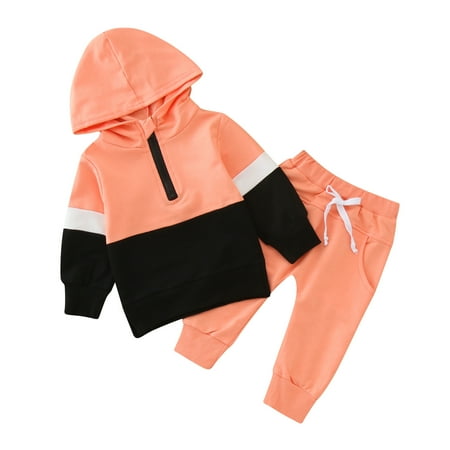 

Toddler Kids Girl Cute Sweet Outfits Newborn Toddler Baby Girls Autumn Patchwork Cotton Hooded Long Sleeve Long Pants Tops Hoodie Sweatshirt Set Outfits Clothes