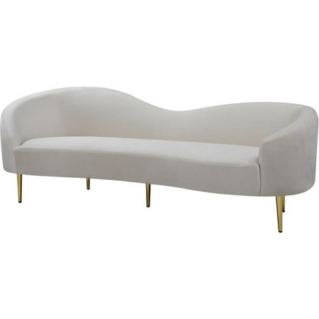 Meridian Furniture Ritz Contemporary Velvet Sofa in Cream