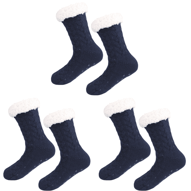 Calcetines Cálidos Con Forro Polar Mullidos Y Esponjosos Cama para Mujer ( ) Azul Marino
