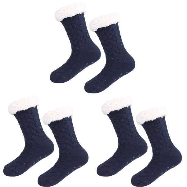Calcetines Cálidos Con Forro Polar Mullidos Y Esponjosos Cama para Mujer ( ) Azul Marino