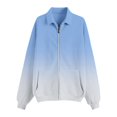 thumbnail image 4 of Women's Gradient Color Lapel Collar Zip Front Sweatshirt Jacket with Pockets,Lightweight Oversized Long Sleeve Casual Top,Sporty Style Pullover for Spring Fall Seasons and Daily Comfort Wear, 4 of 4