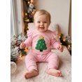 thumbnail image 5 of RUINIXCW Toddler Girl Christmas Outfit Ruffle Long Sleeve Striped Sweatshirt Pants, 5 of 8