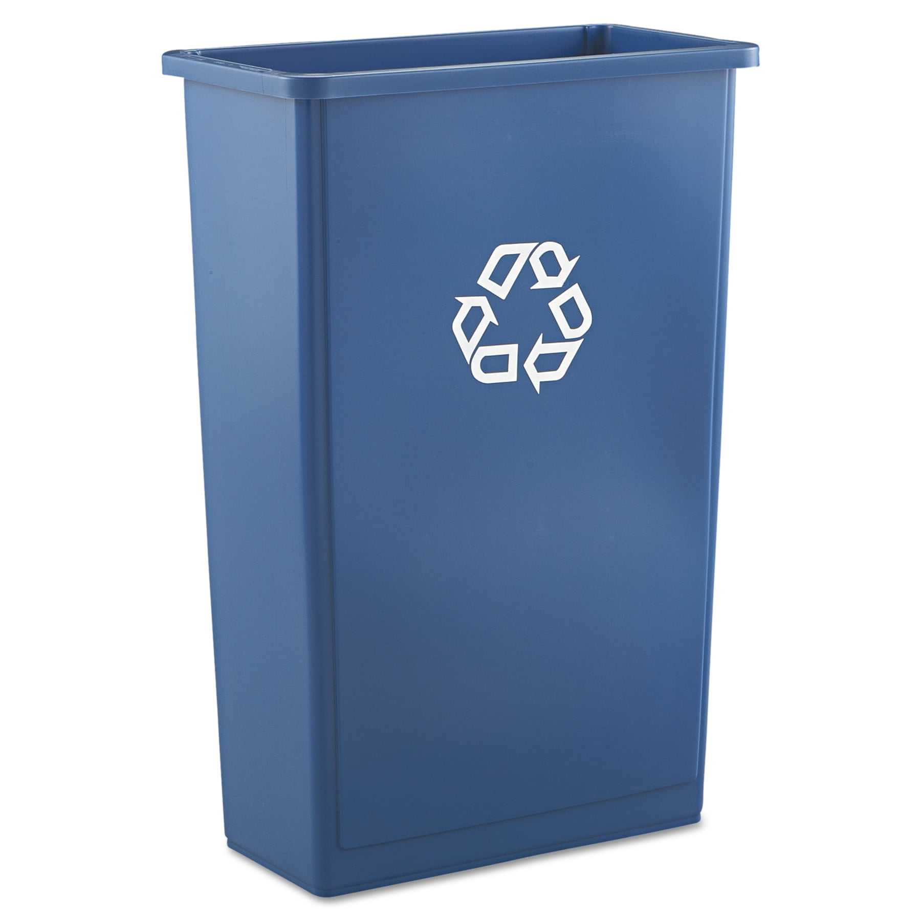 Rectangular Slim Jim Recycling Container 23 Gal Black/Blue 