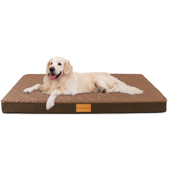 Exclusivo Mezcla Orthopedic Pet Bed for Large Dogs, 42"X28" Brown Dog Beds, Removable Washable Cover