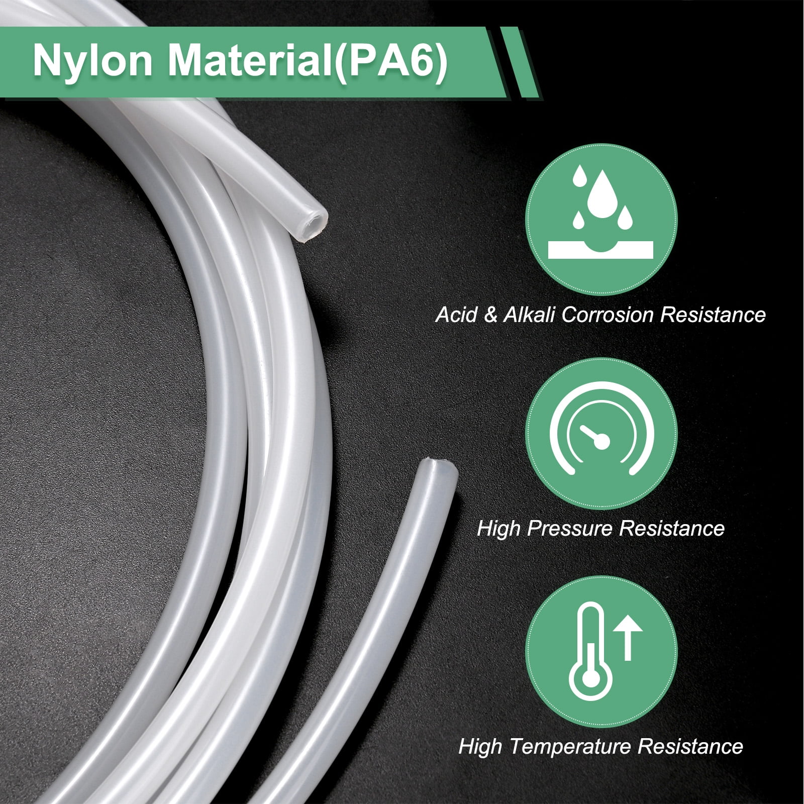 Uxcell Nylon Line Hose Tube, 0.16"(4mm) ID x 0.24"(6mm) OD PA6 Pneumatic Air Line Tubing for Fluid Transfer [5M/16FT, Translucent]