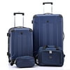 Travelers Club Chicago Plus Carry-On Luggage and Accessories Set With Tote and Travel kit-Color:Navy blue,Size:4 Piece