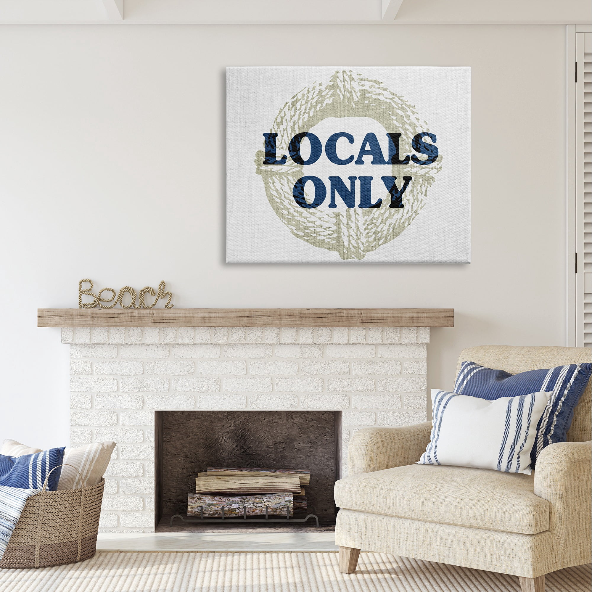 Stupell Industries Locals Only Maritime Phrase Nature Painting Gallery Wrapped Canvas Art Print Wall Art, 48 x 36