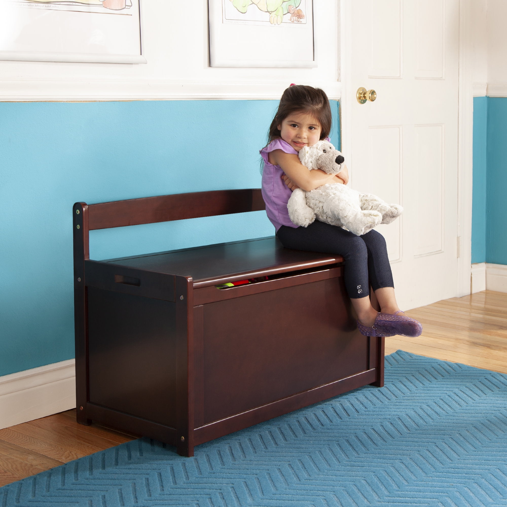 Melissa & Doug Wooden Toy Chest, Toy Storage Box (Espresso) with Hinged-Lid, Playroom Furniture for Kids Ages 3+ [Wood]