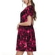 thumbnail image 2 of Balery Burgundy Tie Dye Vestidos sueltos de manga corta para mujer, vestidos de verano 2025, vestidos casuales de corte A con vuelo., 2 of 6